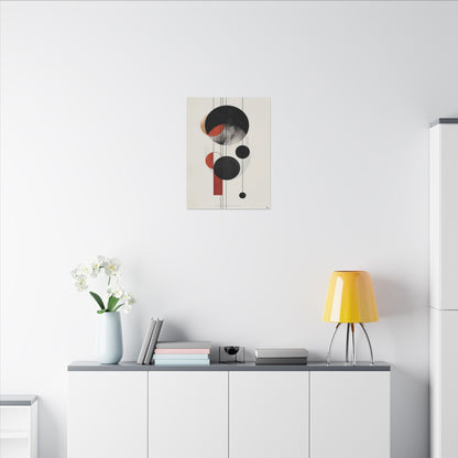Modern Abstract Geometric Canvas Print: Black, Terracotta & Red Circles