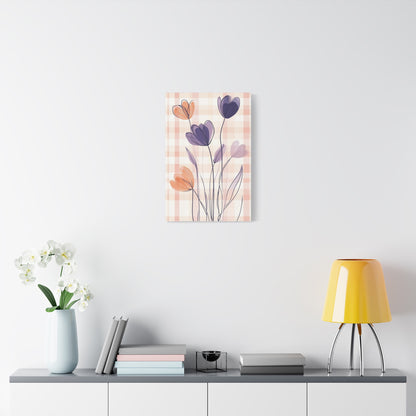 Plaid Garden — Abstract Floral Line Art Print
