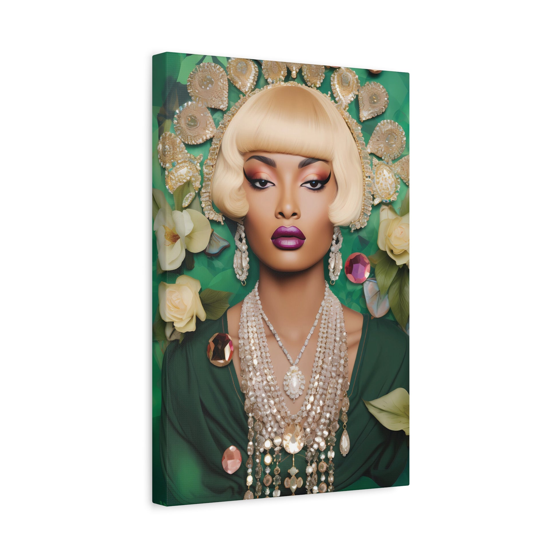 Glam Portrait Canvas – Vintage-Inspired Blonde Beauty Wall Art