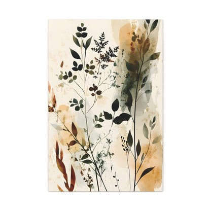 Botanical Watercolor Canvas Print — Neutral Floral Wall Art