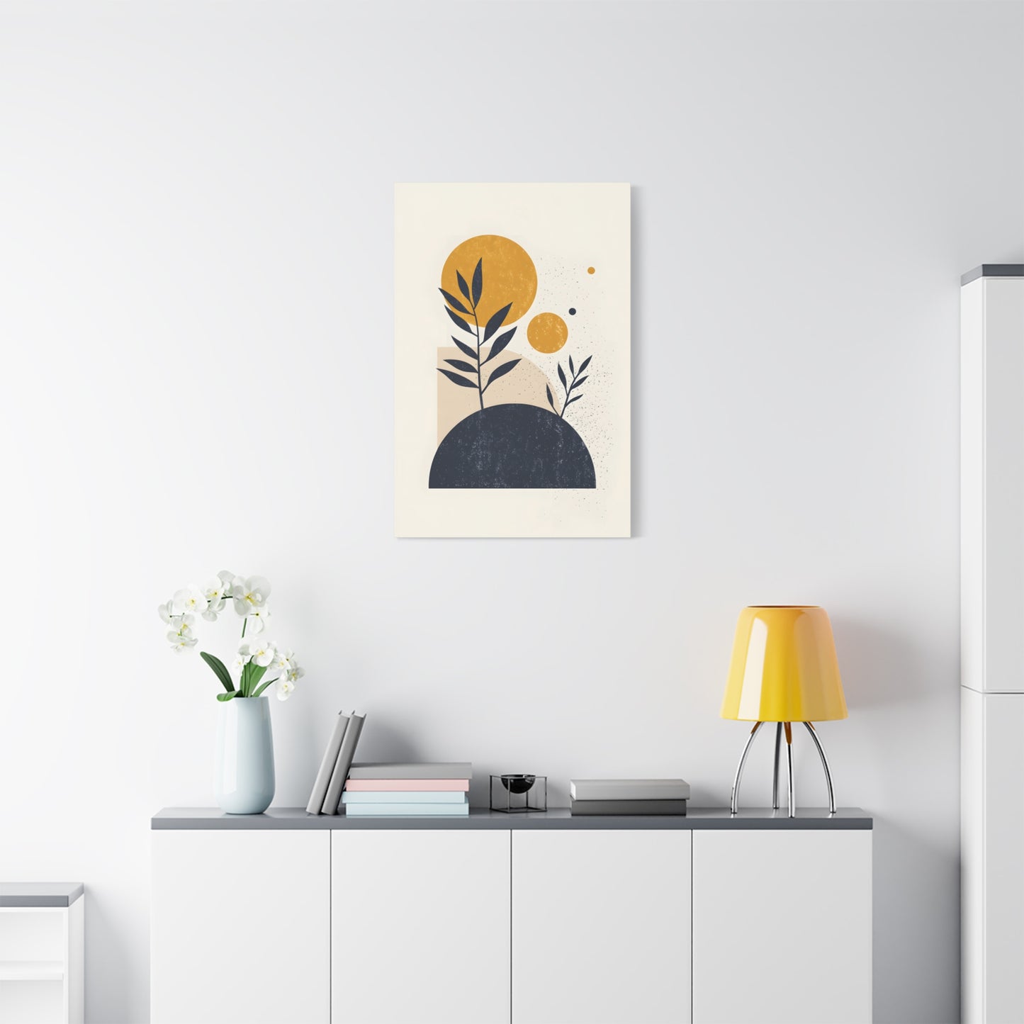Minimalist Sun and Leaves Illustration