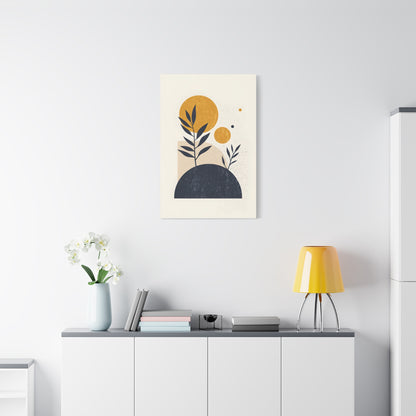 Minimalist Sun and Leaves Illustration