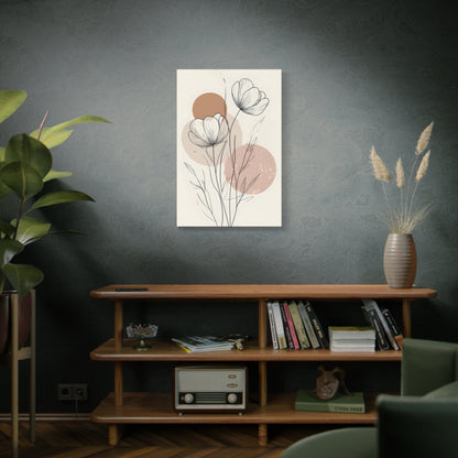 Neutral Floral Line Art Canvas Print — Minimal Poppy Wall Decor