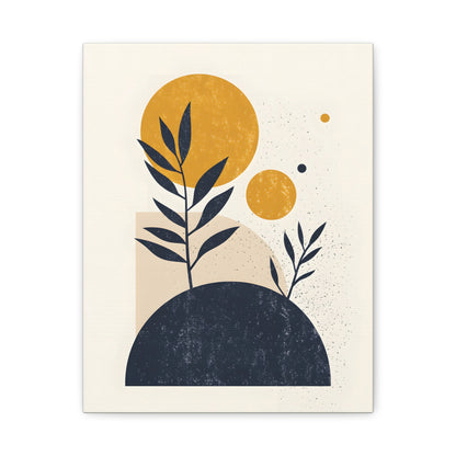 Minimalist Sun and Leaves Illustration