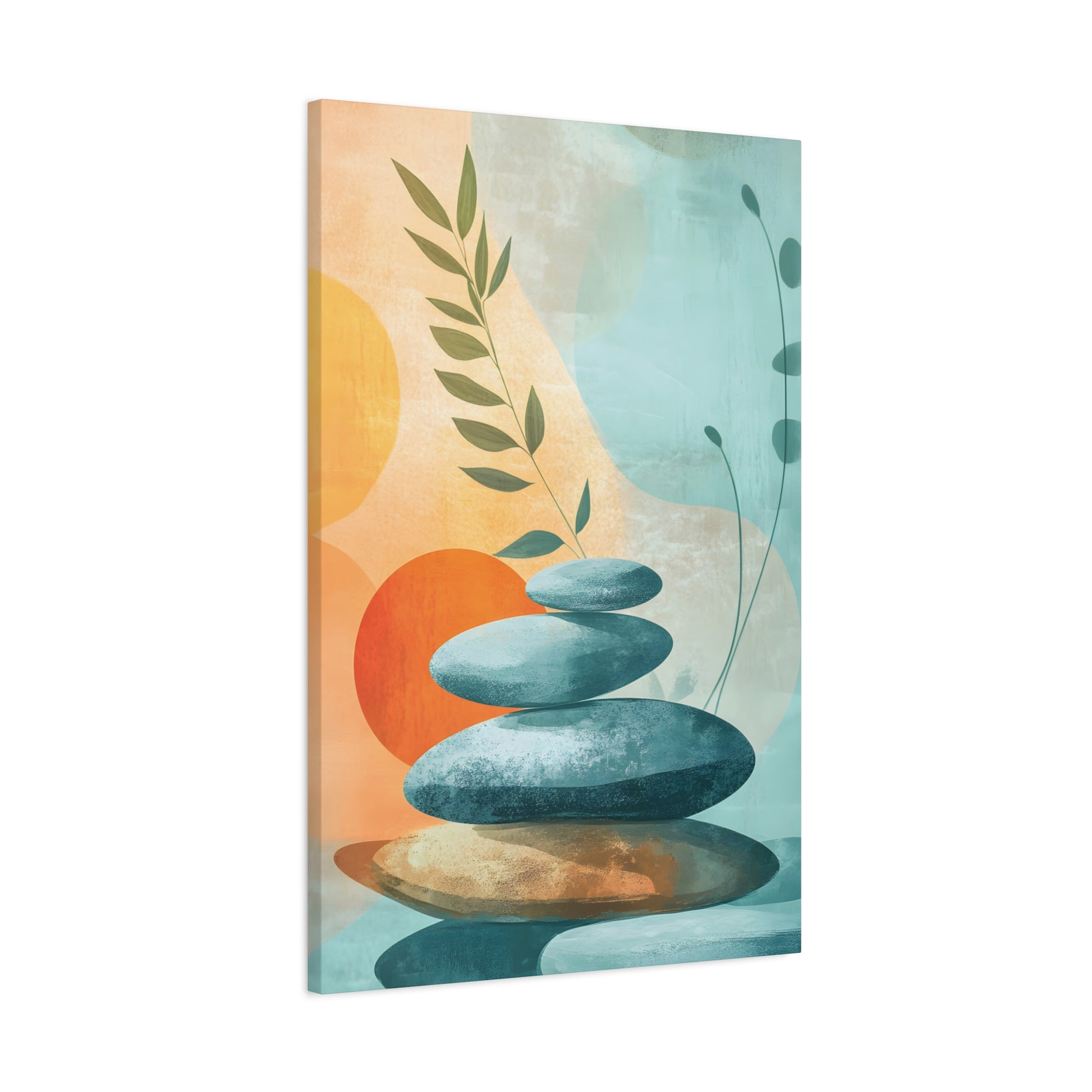 Zen Stack Abstract Canvas Wall Art — Tranquil Stones & Sun Matte Stretched Canvas