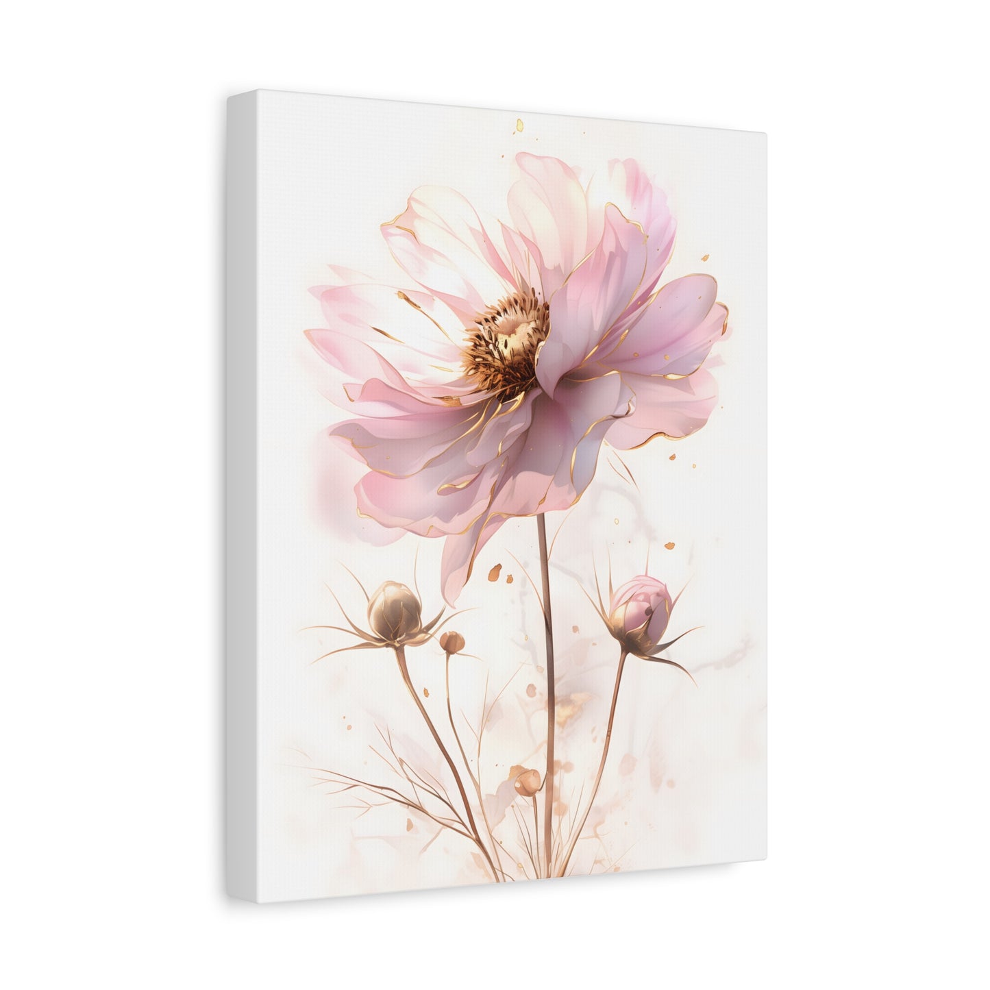 Romantic Blush Floral Illustration with Gold Details