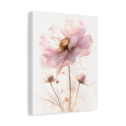 Romantic Blush Floral Illustration with Gold Details