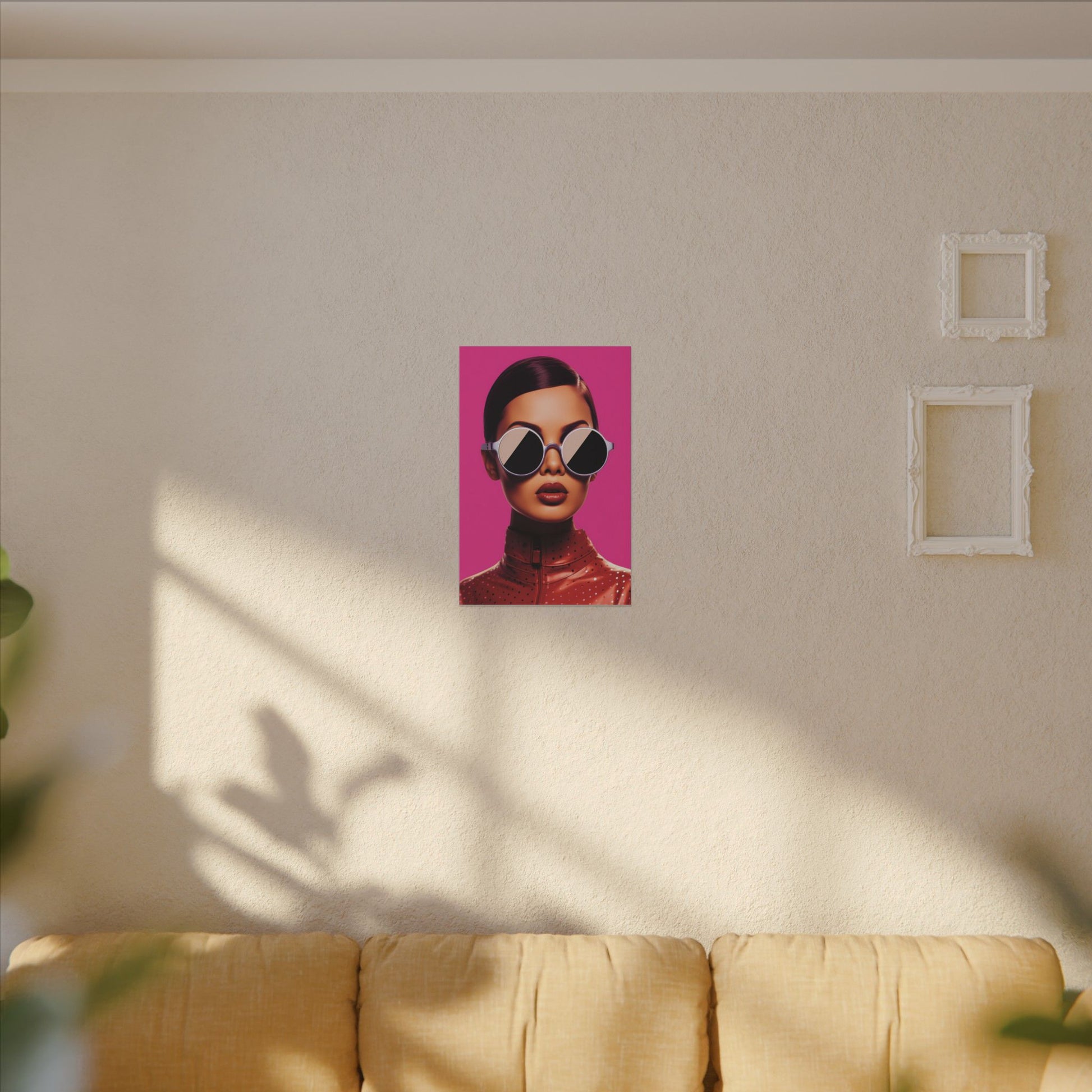 Fashionable Wall Art Canvas - Bold Pink Portrait with Sunglasses