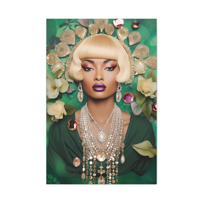 Glam Portrait Canvas – Vintage-Inspired Blonde Beauty Wall Art