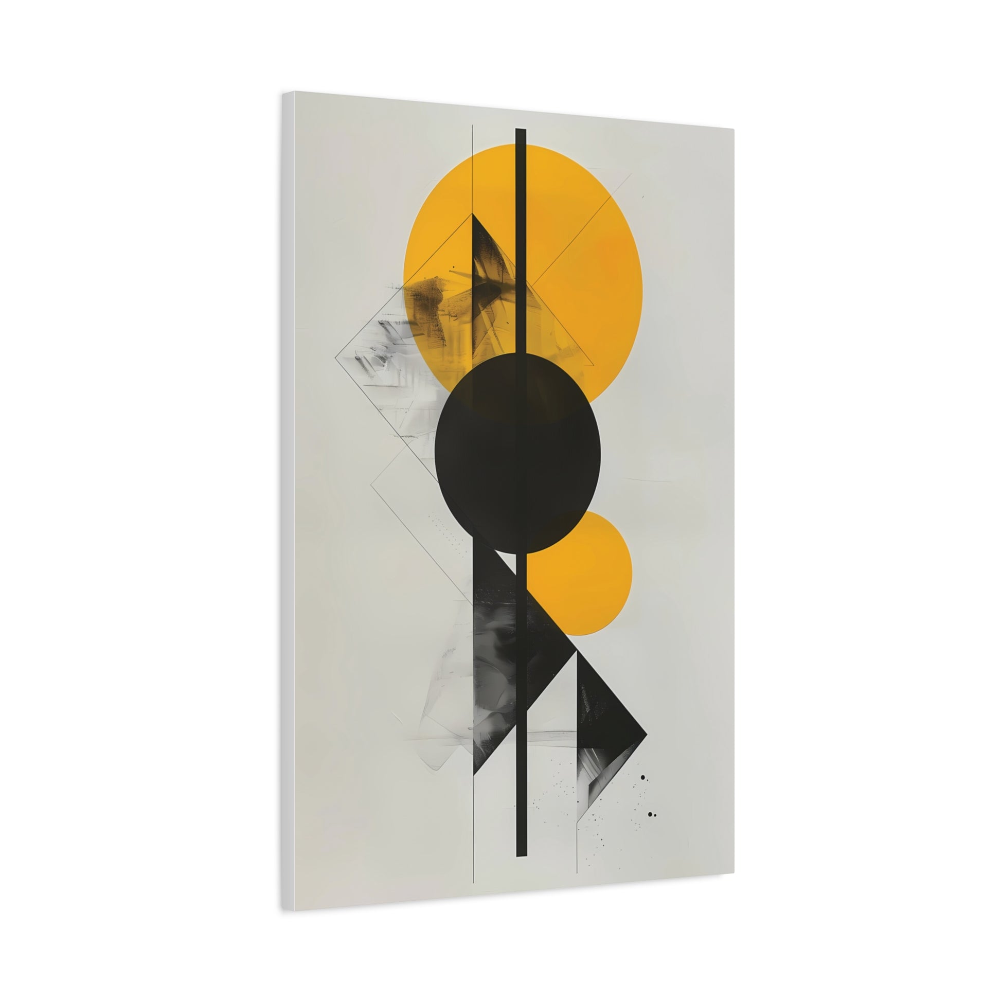 Bauhaus Circles — Yellow and Black Minimalist Print