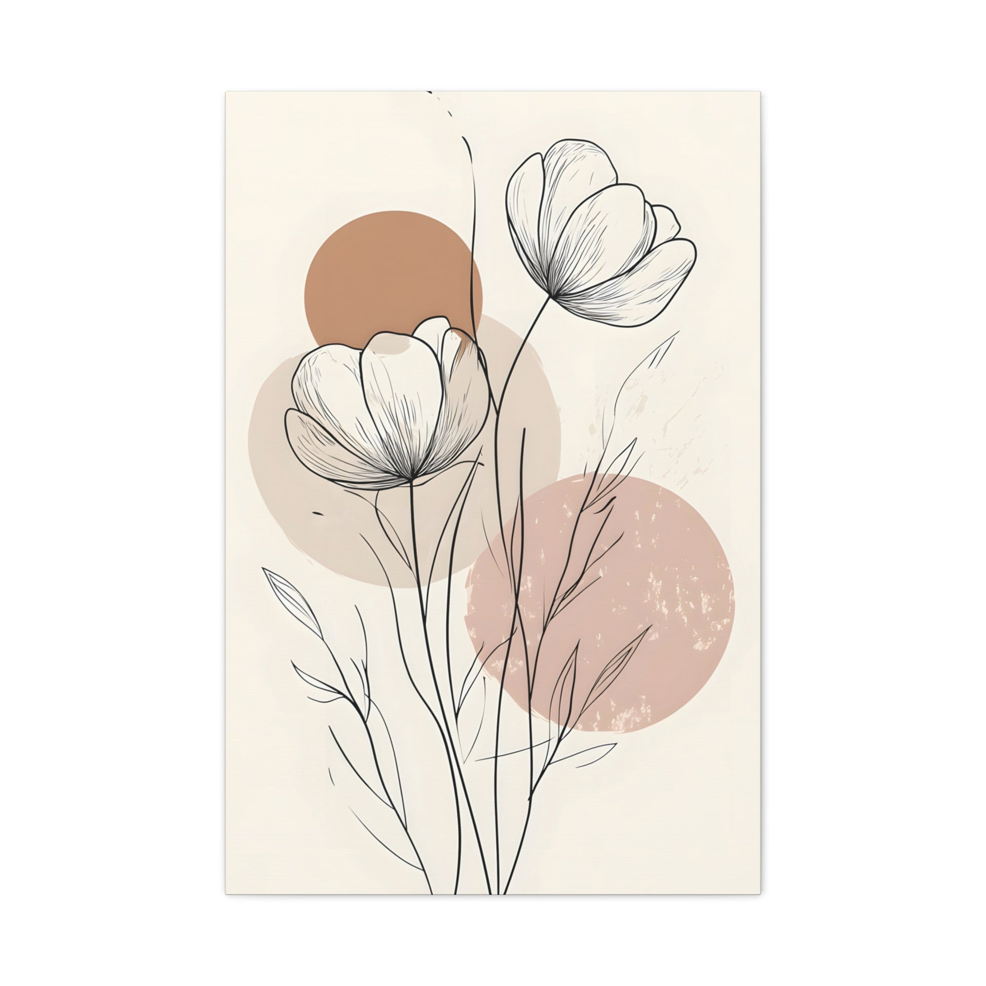 Neutral Floral Line Art Canvas Print — Minimal Poppy Wall Decor