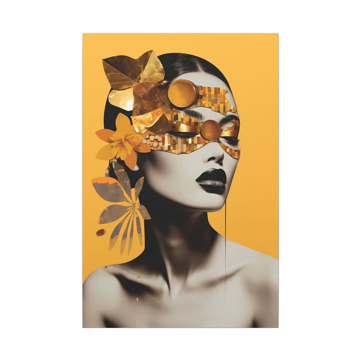 Elegant Gold-Toned Portrait Canvas Art - Modern Wall Decor
