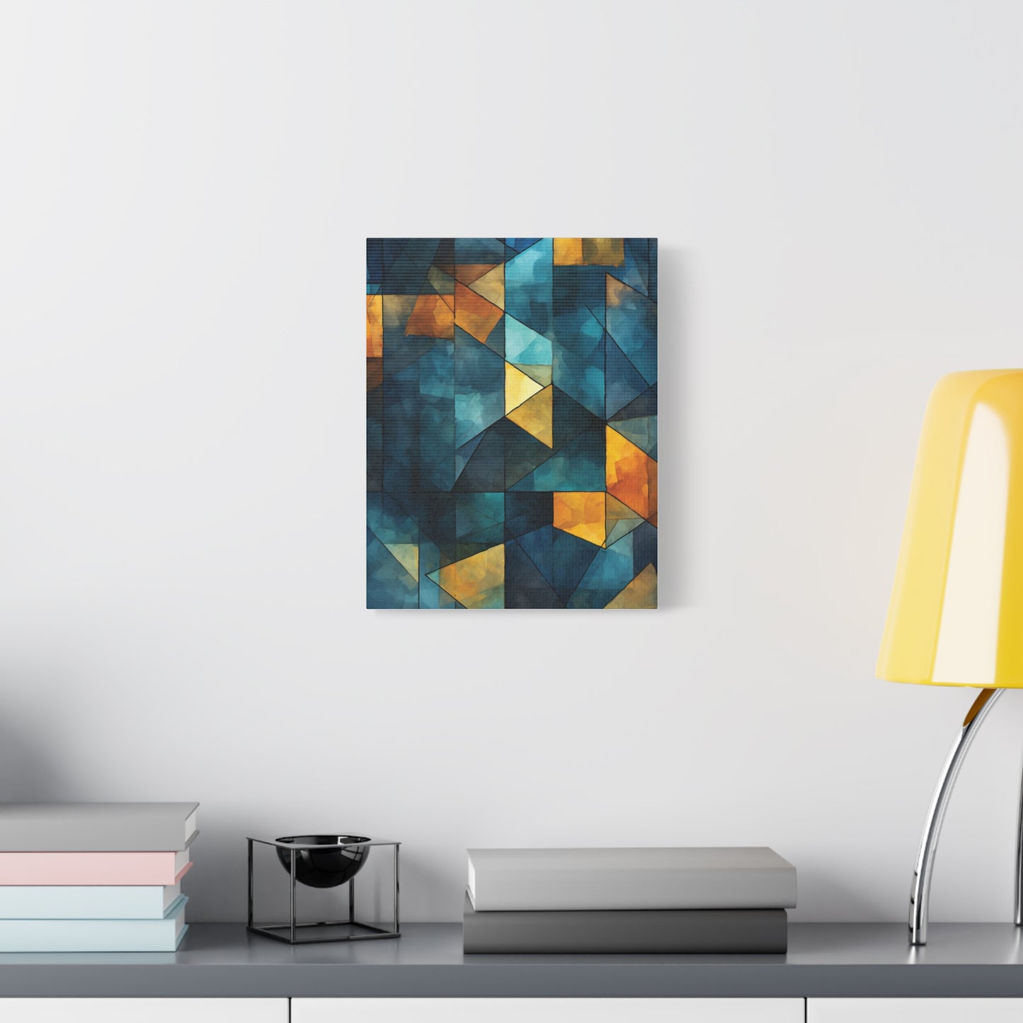 Midnight Mosaic” — Blue & Gold Abstract Print