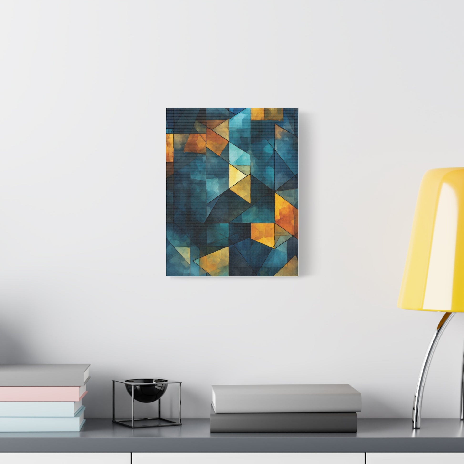 Midnight Mosaic” — Blue & Gold Abstract Print