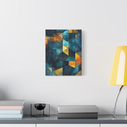 Midnight Mosaic” — Blue & Gold Abstract Print