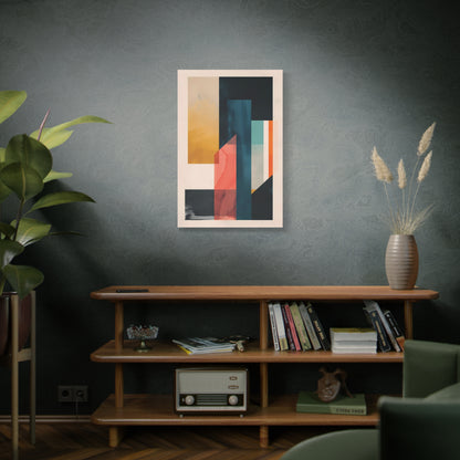 Abstract Geometric Canvas Art — Modern Colorblock Matte Stretched Print