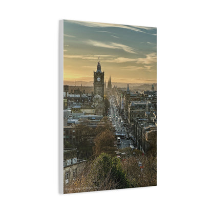Princes Street Canvas Print – Edinburgh Cityscape Wall Art by Photographer Fergus King