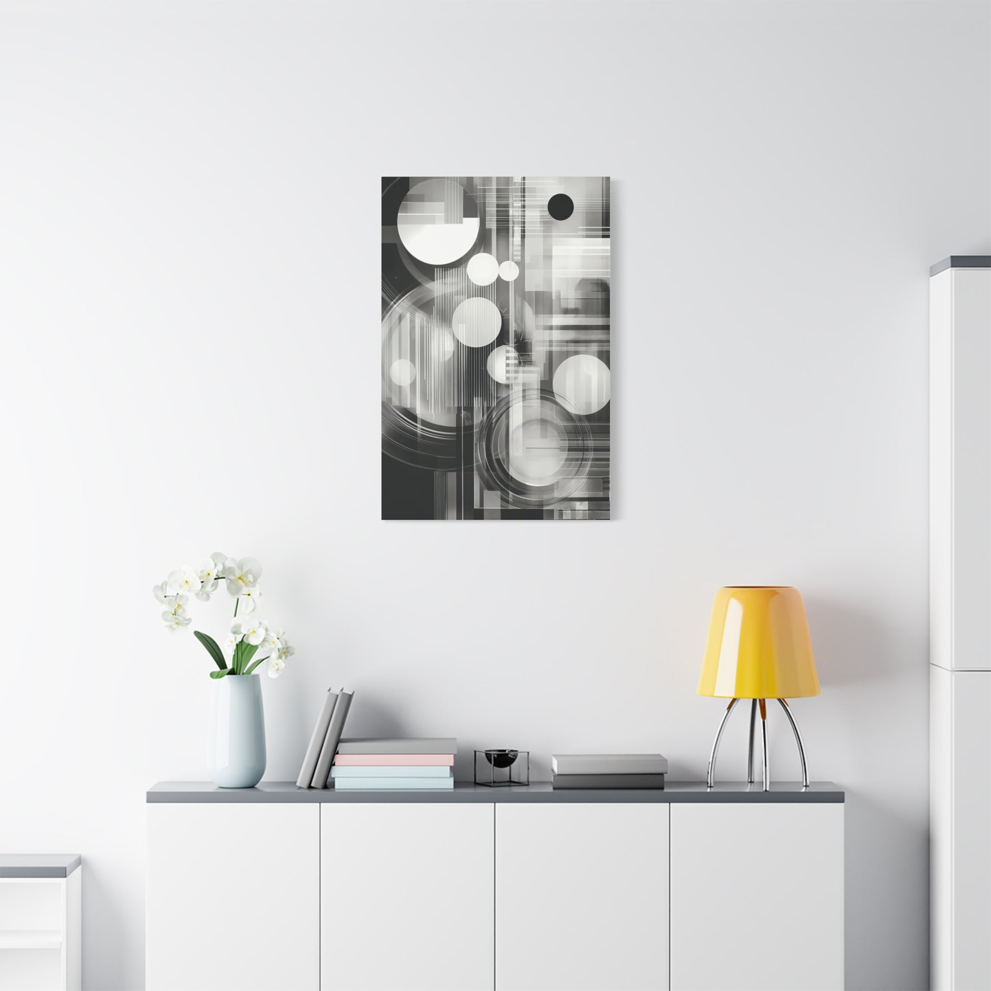Modern Abstract Canvas Art, Black and White Wall Decor