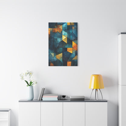 Midnight Mosaic” — Blue & Gold Abstract Print