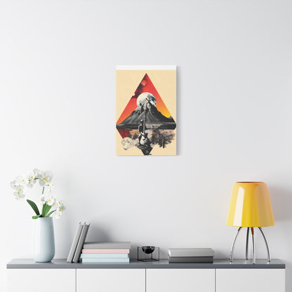 Mountain Guitar Art Canvas Print, Retro Wall Decor