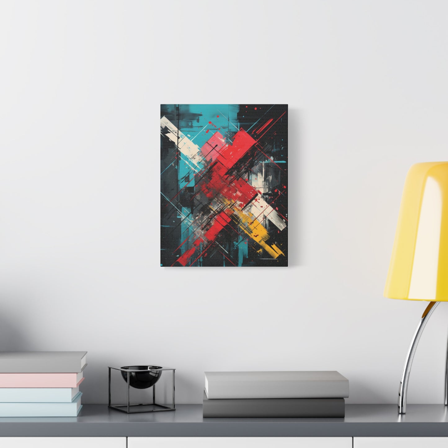 Crimson Impact — Bold Geometric Abstract Wall Art