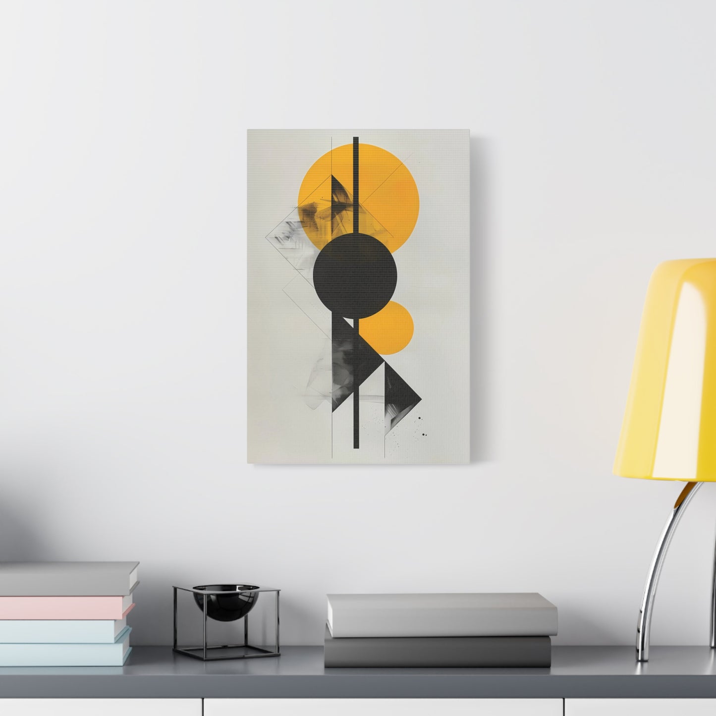 Bauhaus Circles — Yellow and Black Minimalist Print