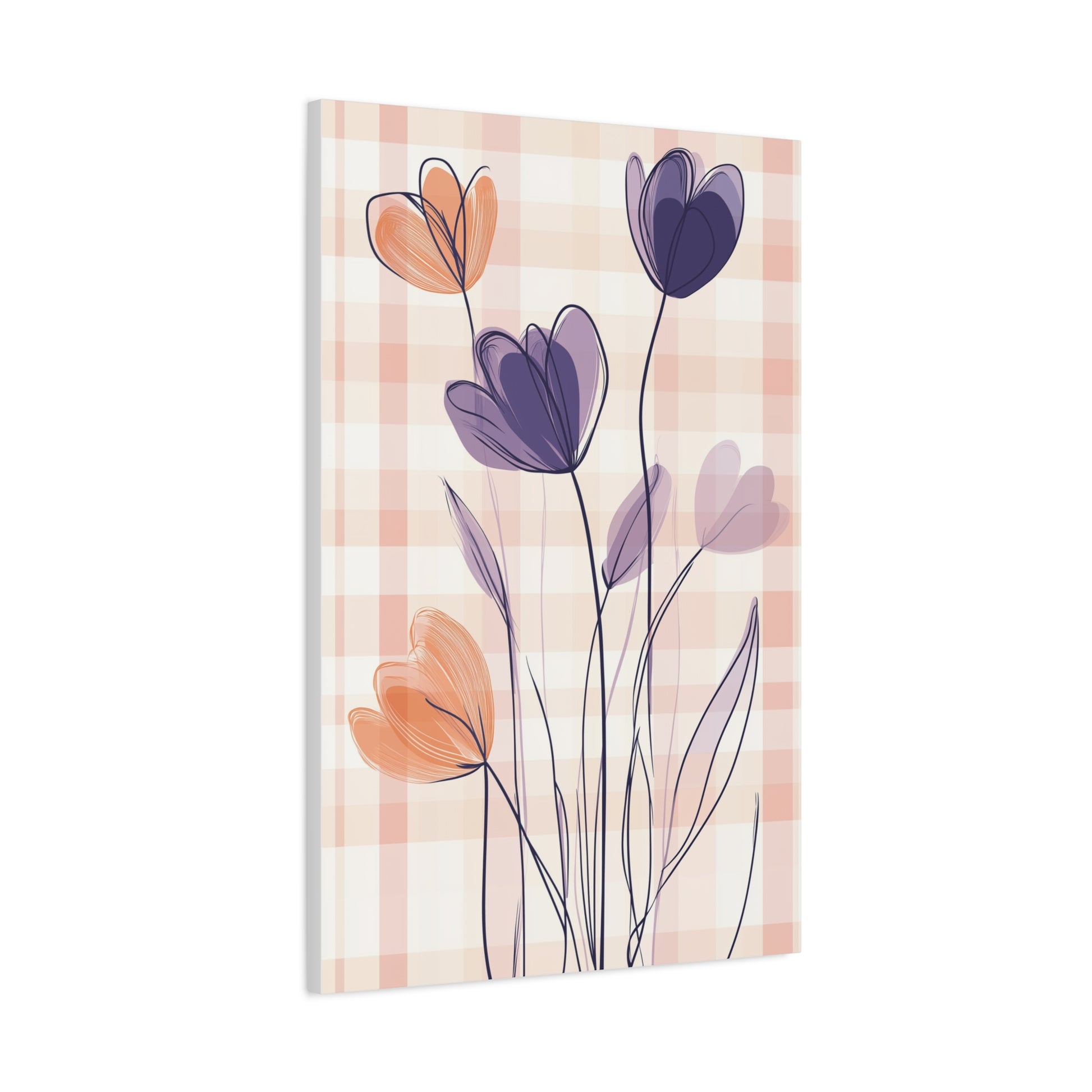Plaid Garden — Abstract Floral Line Art Print