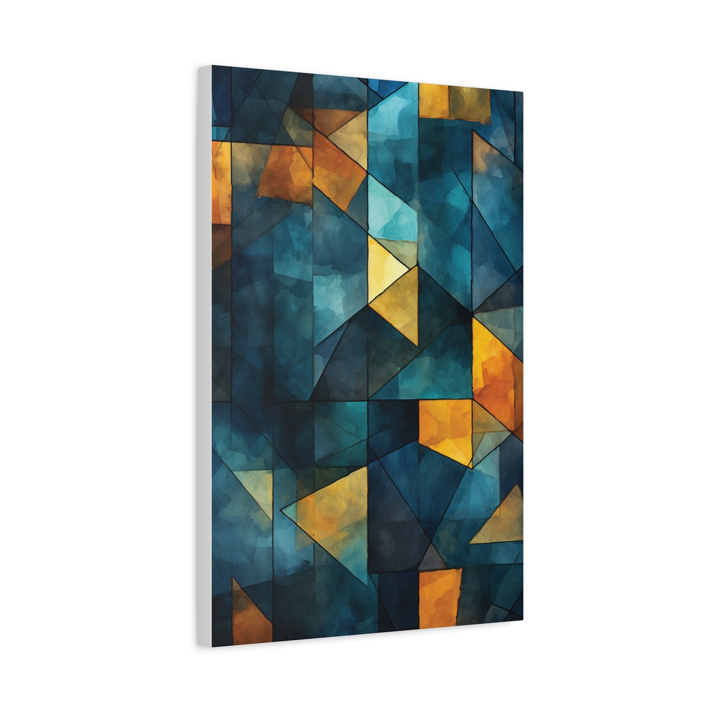 Midnight Mosaic” — Blue & Gold Abstract Print