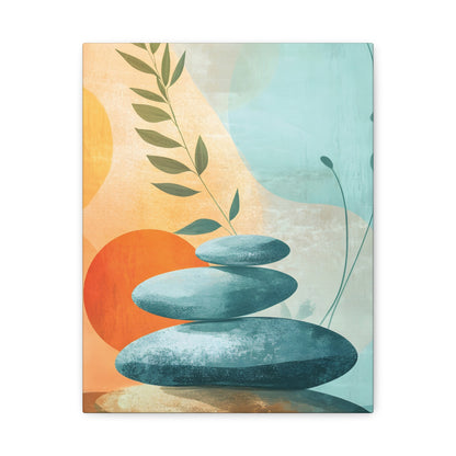 Zen Stack Abstract Canvas Wall Art — Tranquil Stones & Sun Matte Stretched Canvas