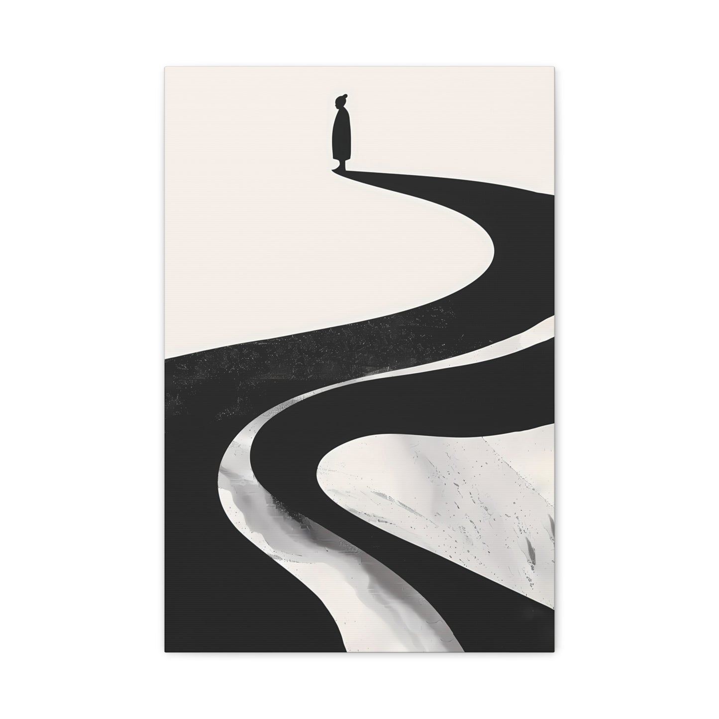 Minimalist Canvas Wall Art — Lone Figure on Winding Path Matte Stretched Canvas