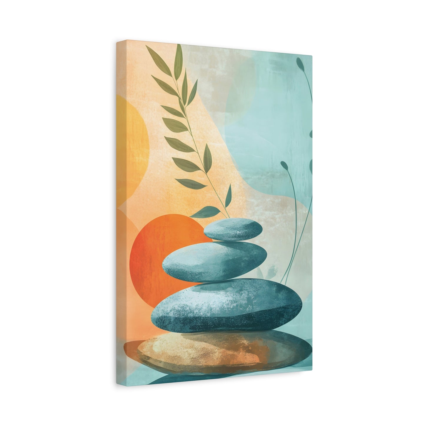 Zen Stack Abstract Canvas Wall Art — Tranquil Stones & Sun Matte Stretched Canvas