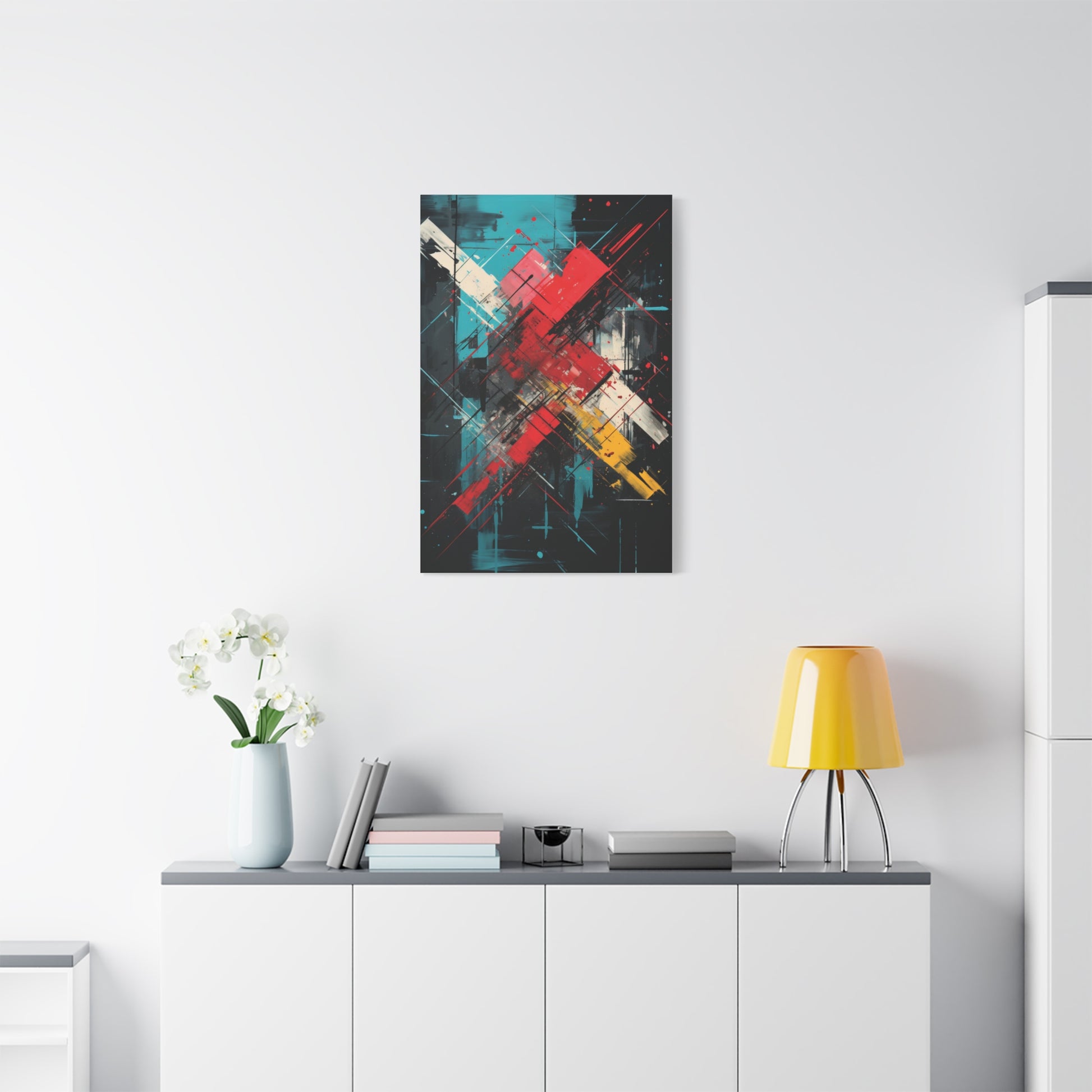 Crimson Impact — Bold Geometric Abstract Wall Art