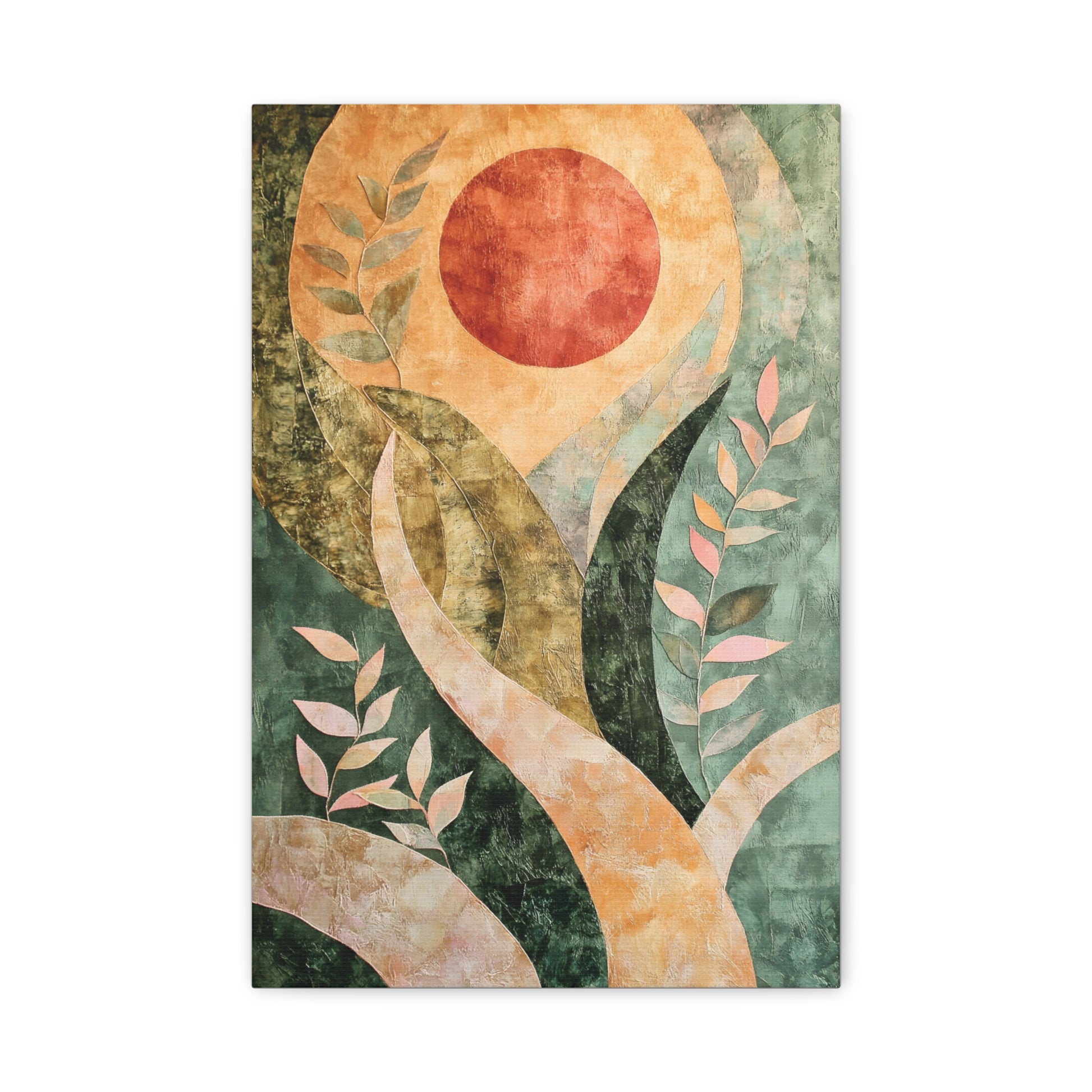 Abstract Botanical Sun Canvas Print — Matte Stretched Wall Art