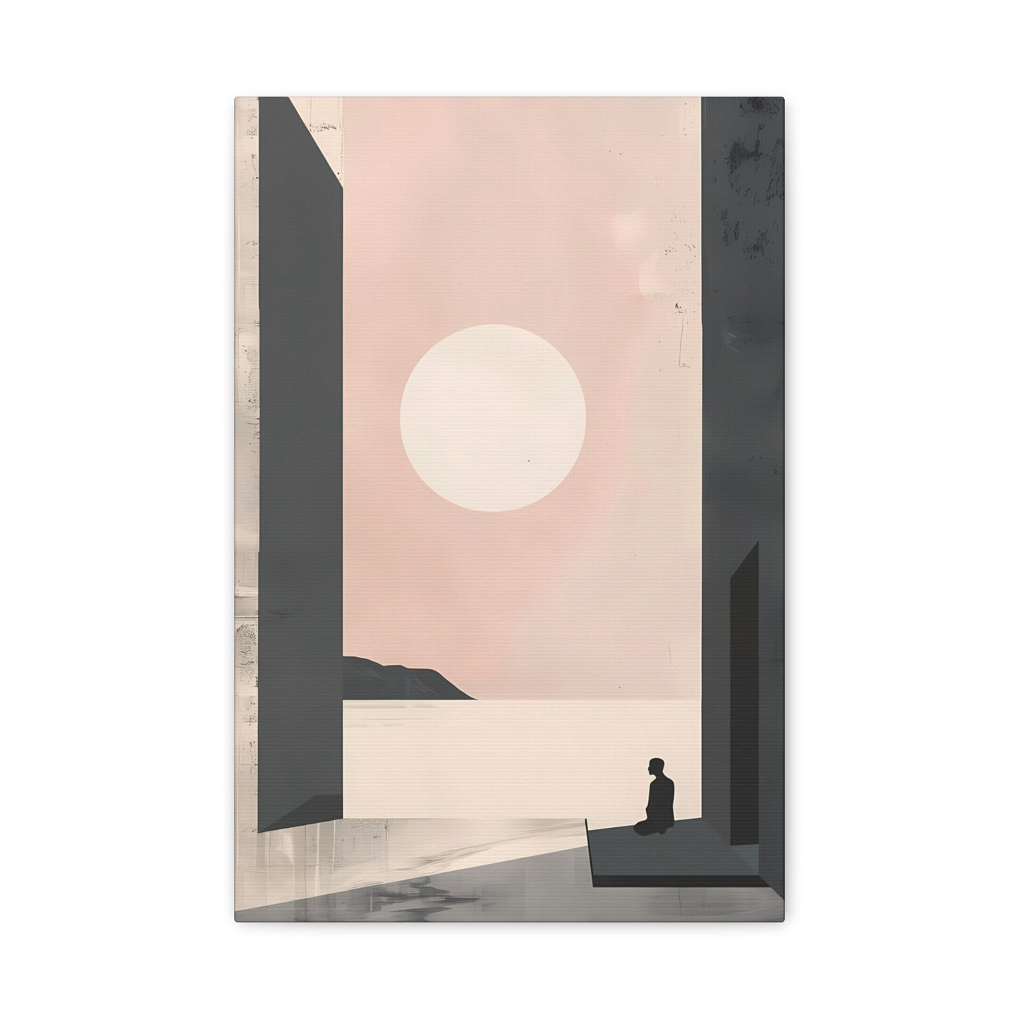 Serene Sunset Minimalist Canvas Art — Meditation Seascape Matte Stretched Print