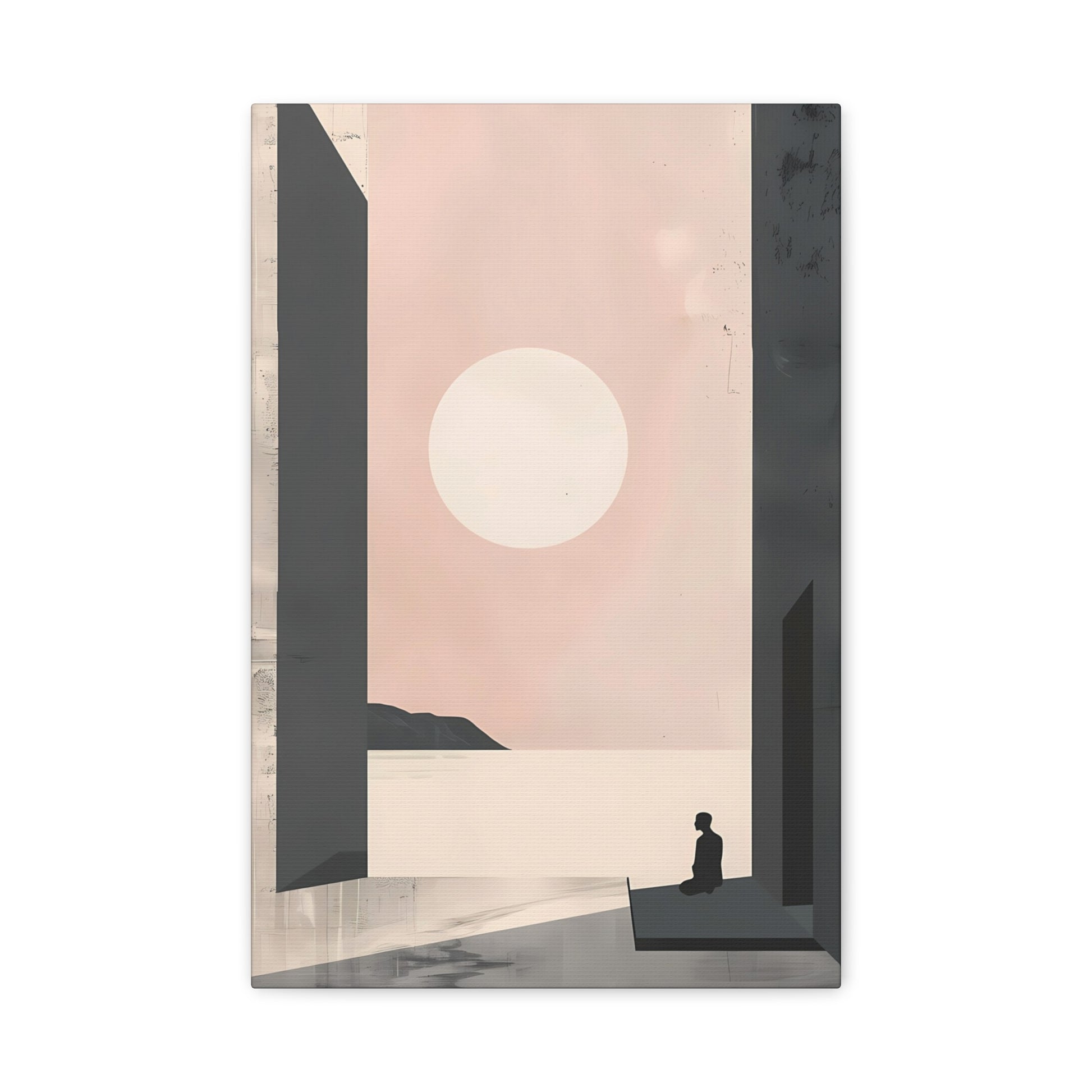 Serene Sunset Minimalist Canvas Art — Meditation Seascape Matte Stretched Print