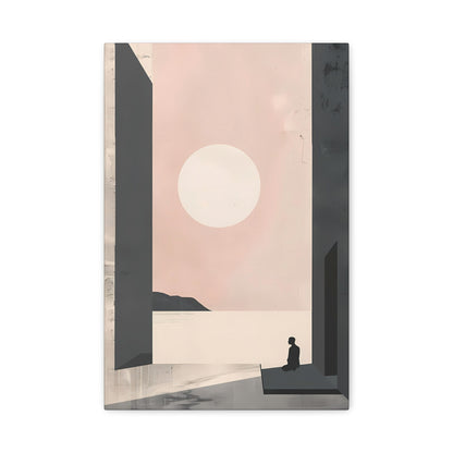 Serene Sunset Minimalist Canvas Art — Meditation Seascape Matte Stretched Print