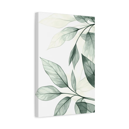 Botanical Leaf Canvas Print – Green Watercolor Stretched Wall Art
