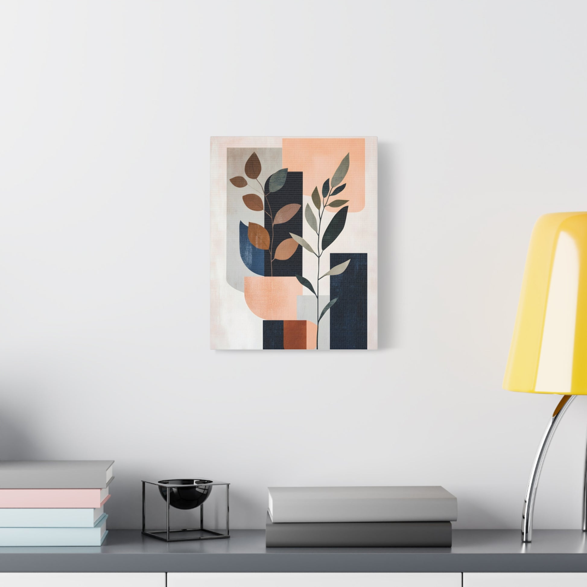 Geometric Shapes with Leaf Illustration Print