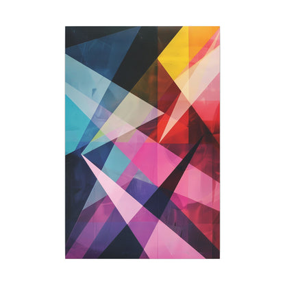 Prismatic Fusion Abstract Canvas Art: Geometric Color Burst