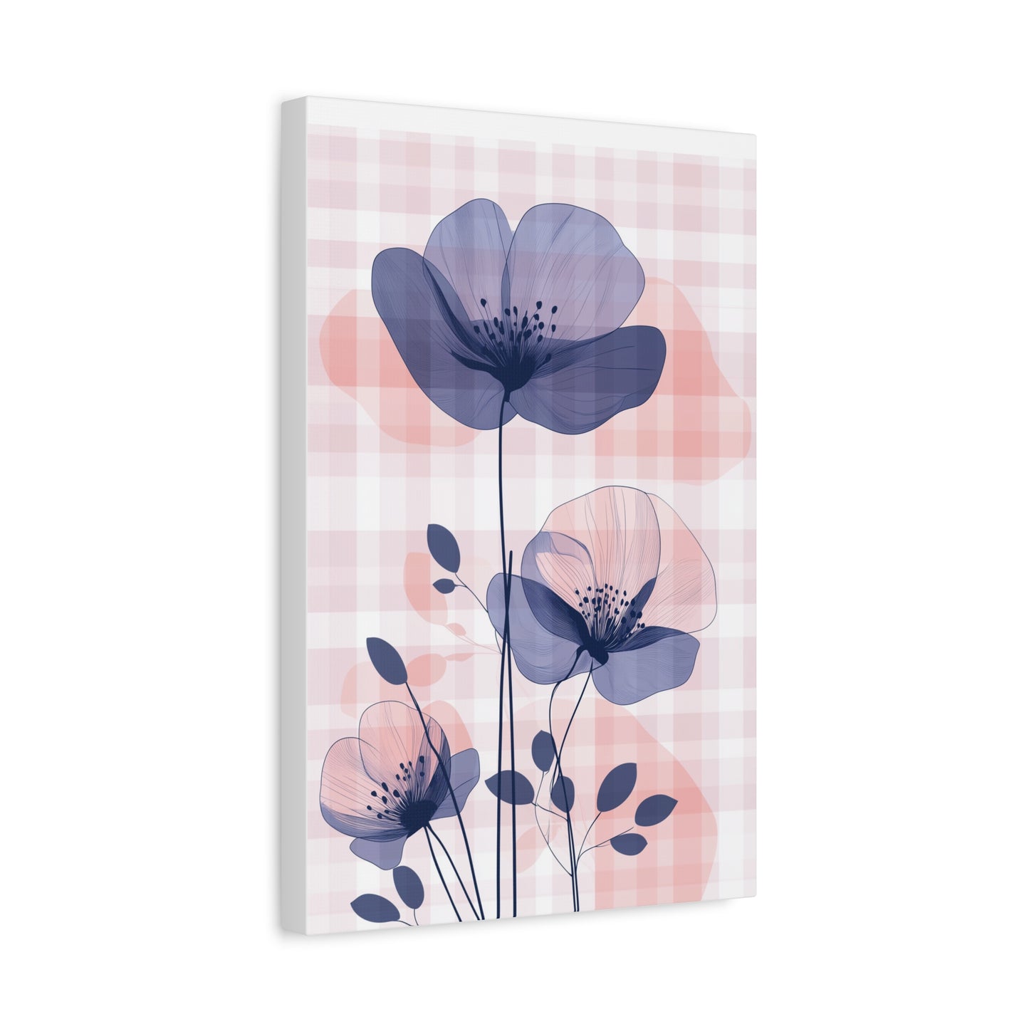 Blush & Indigo Blooms — Delicate Floral Illustration