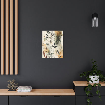 Botanical Watercolor Canvas Print — Neutral Floral Wall Art