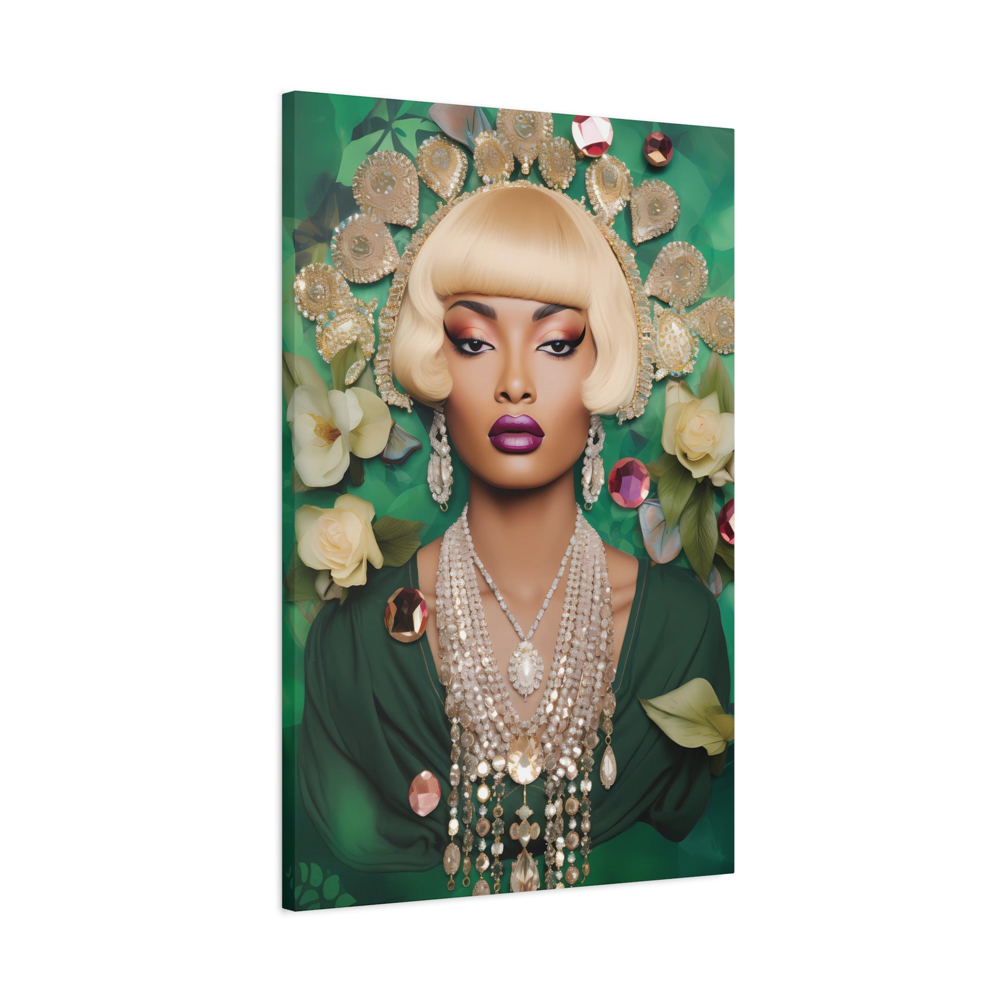 Glam Portrait Canvas – Vintage-Inspired Blonde Beauty Wall Art