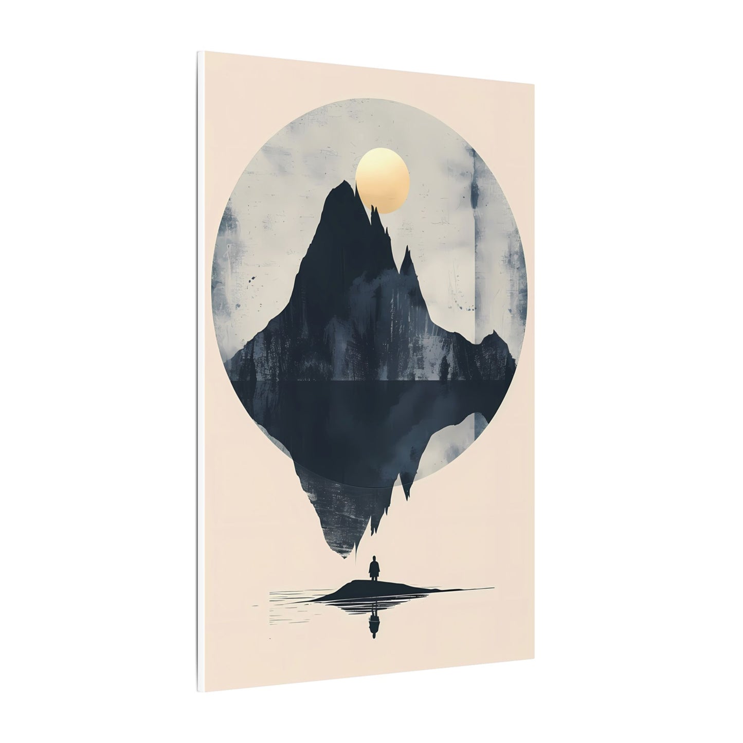 Golden Solstice Canvas Art: Abstract Mountain Reflection