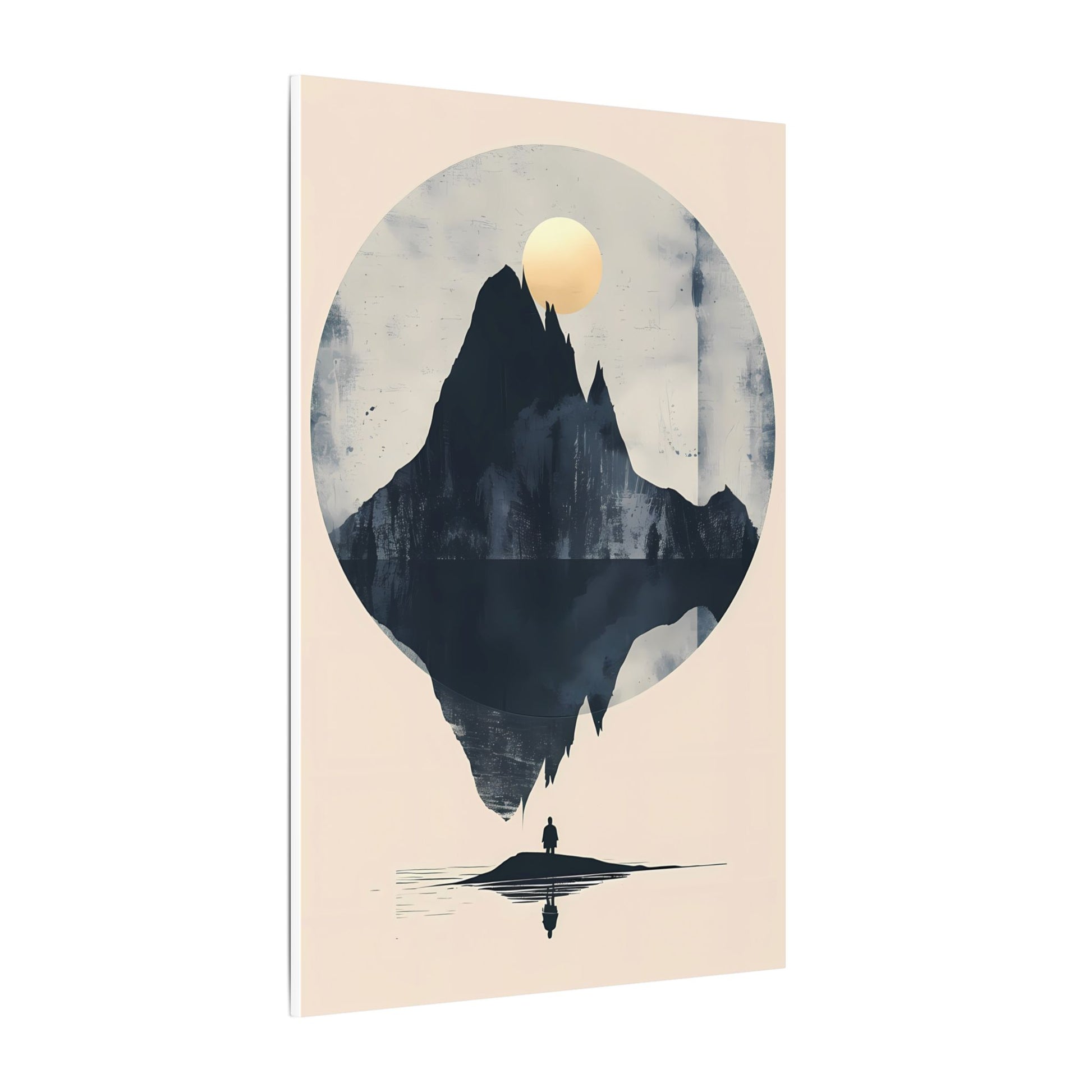 Golden Solstice Canvas Art: Abstract Mountain Reflection