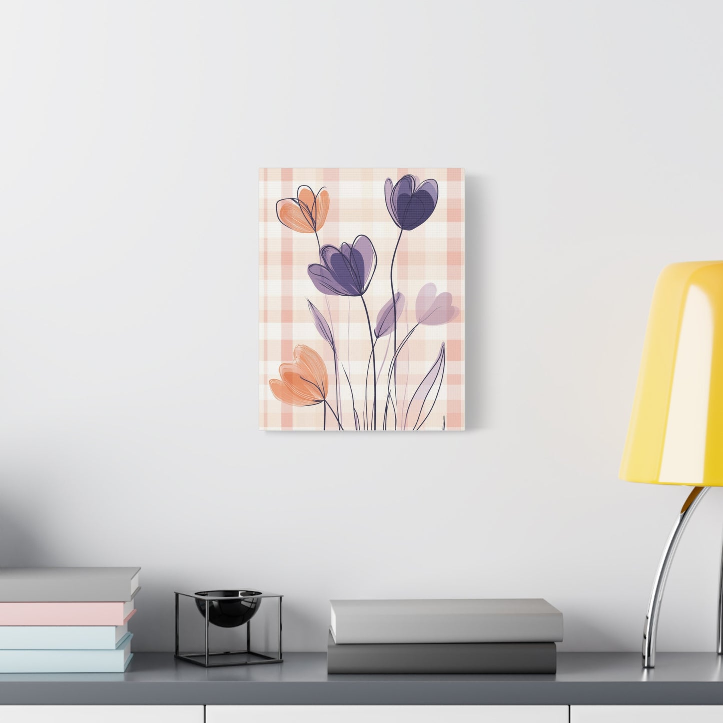 Plaid Garden — Abstract Floral Line Art Print