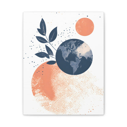 Abstract Earth Art Canvas Print — Botanical Planet Wall Decor