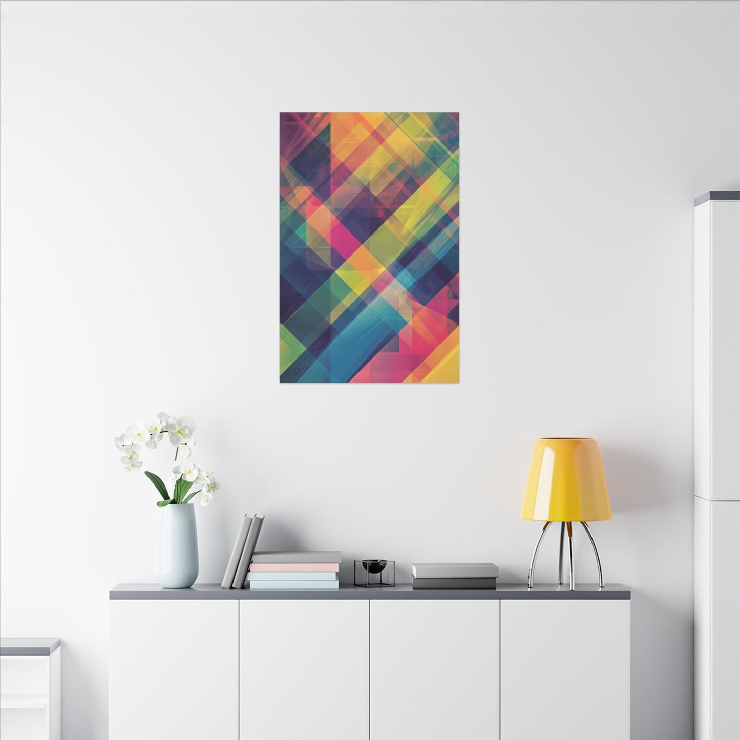 Chromatic Explosion Canvas Art: Abstract Geometric Overlap