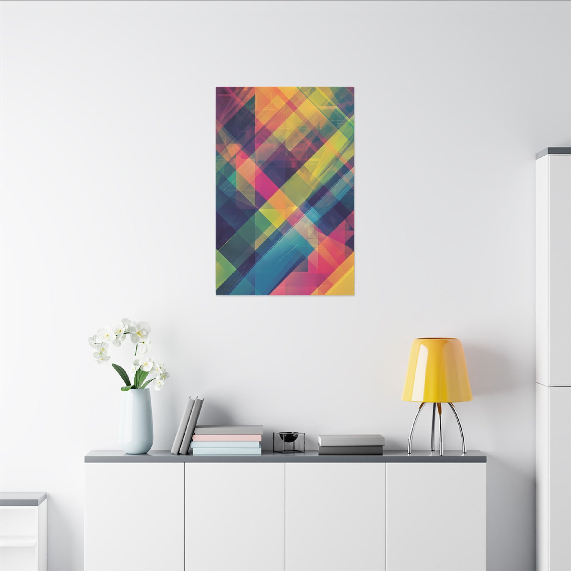 Chromatic Explosion Canvas Art: Abstract Geometric Overlap