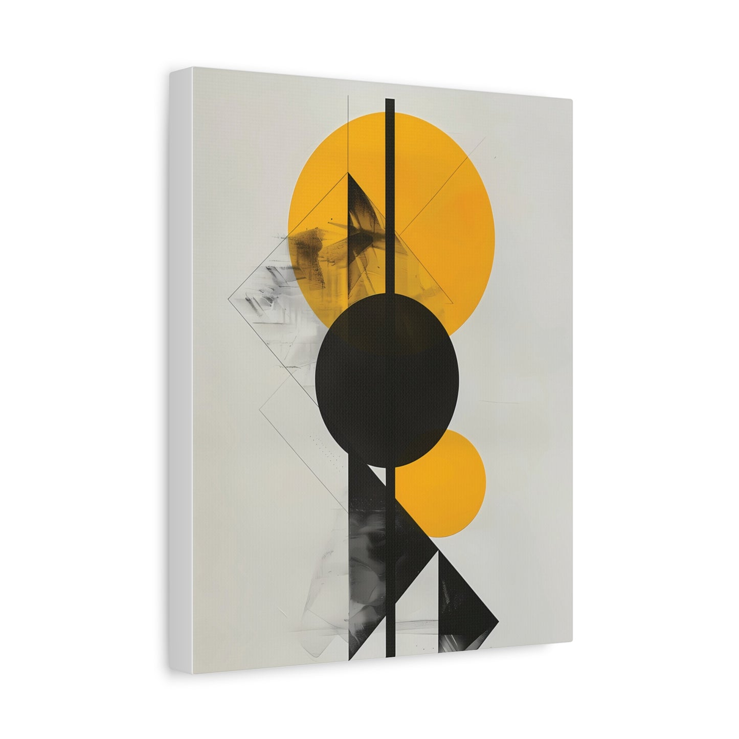 Bauhaus Circles — Yellow and Black Minimalist Print