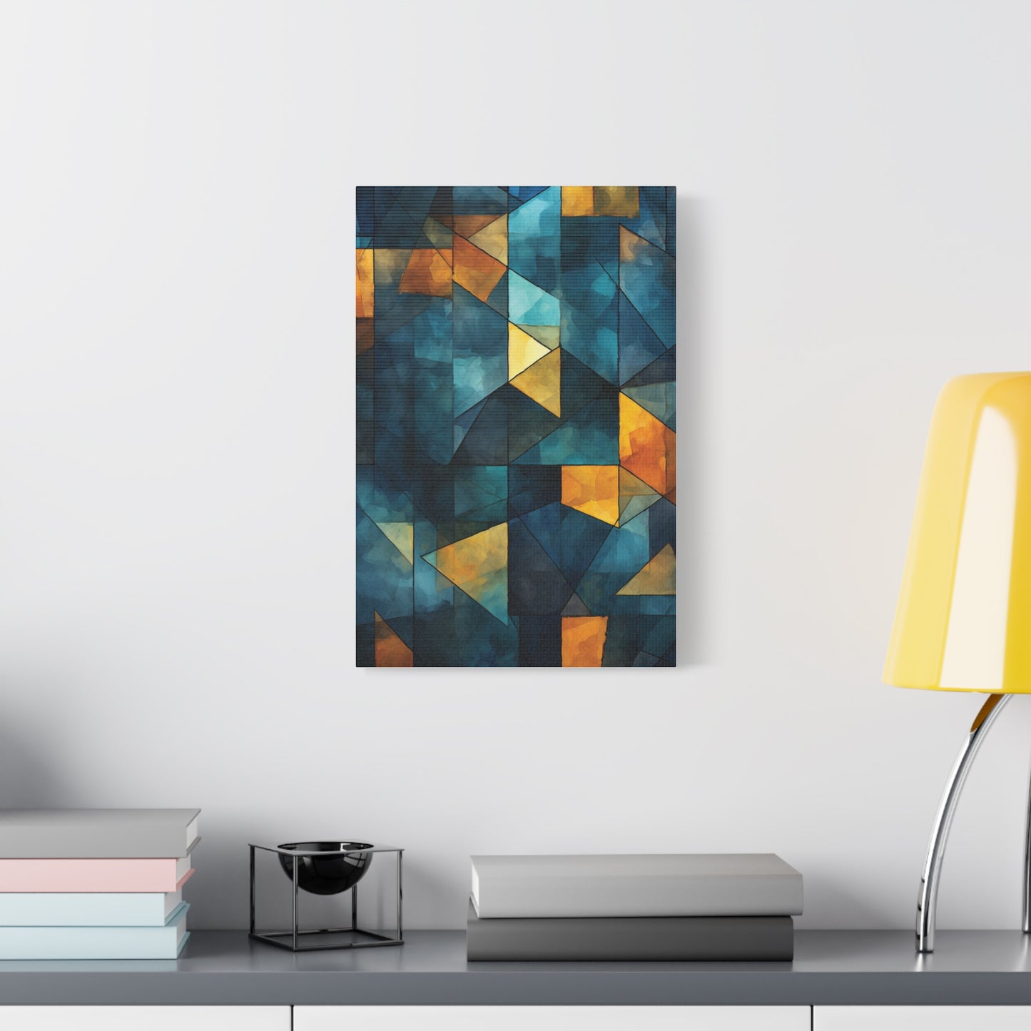 Midnight Mosaic” — Blue & Gold Abstract Print